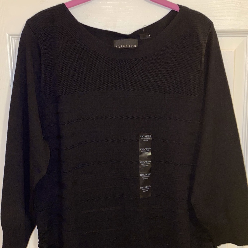 Attention SZ XXL. NWT. Ruched side sweater Jet Black